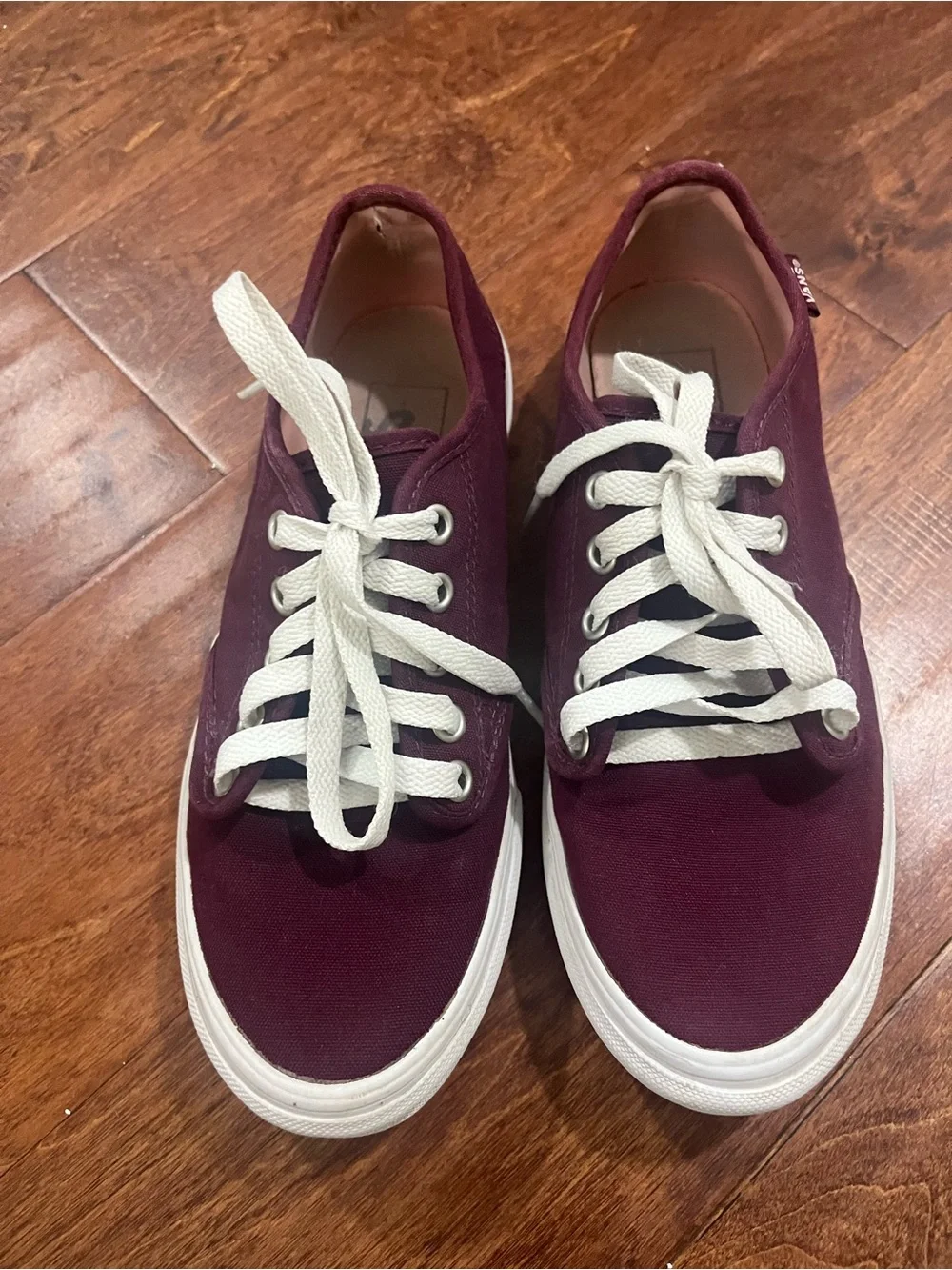 Vans Low-Top Canvas Sneakers in Plum and White